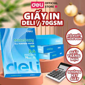 Giấy In A4 70gsm Deli Giấy Photo Cao Cấp Chính Hãng Loại Dày Không Gợn - Giấy Vẽ Chống Lóa Mỏi Mắt