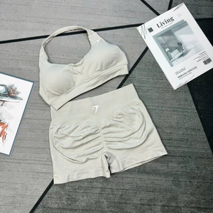 Bộ quần áo tập gym,yoga (quần cạp thấp + áo bra yếm GB) chất liệu dệt kim 10% elast cao cấp GB306