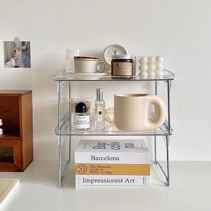 Kệ Xếp Đa Năng 2 Tầng Acrylic - Để Bếp, Phòng Tắm, Đồ Makeup | Kệ Gấp Gọn Tiết Kiệm Không Gian