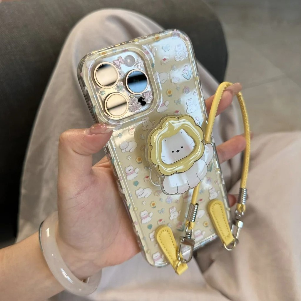 【✨Spot】[Cat Stand + Vỏ điện thoại + Dây đeo tay] ốp lưng iphone16promax /15plus /14pro, Chống sốc
