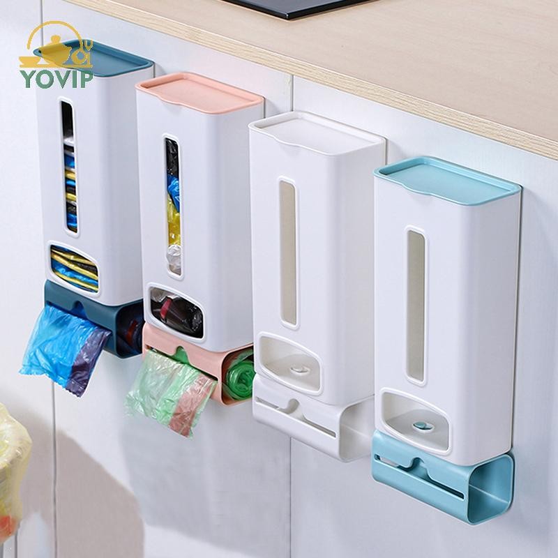 YOVIP Treo Tường Nhựa Túi Đựng Rác Túi Đựng Rác Hộp Bảo Quản Có Nắp Hộp Đựng Nhà Bếp Phòng Tắm Đồ Lặt Vặt Hộp Đựng VN