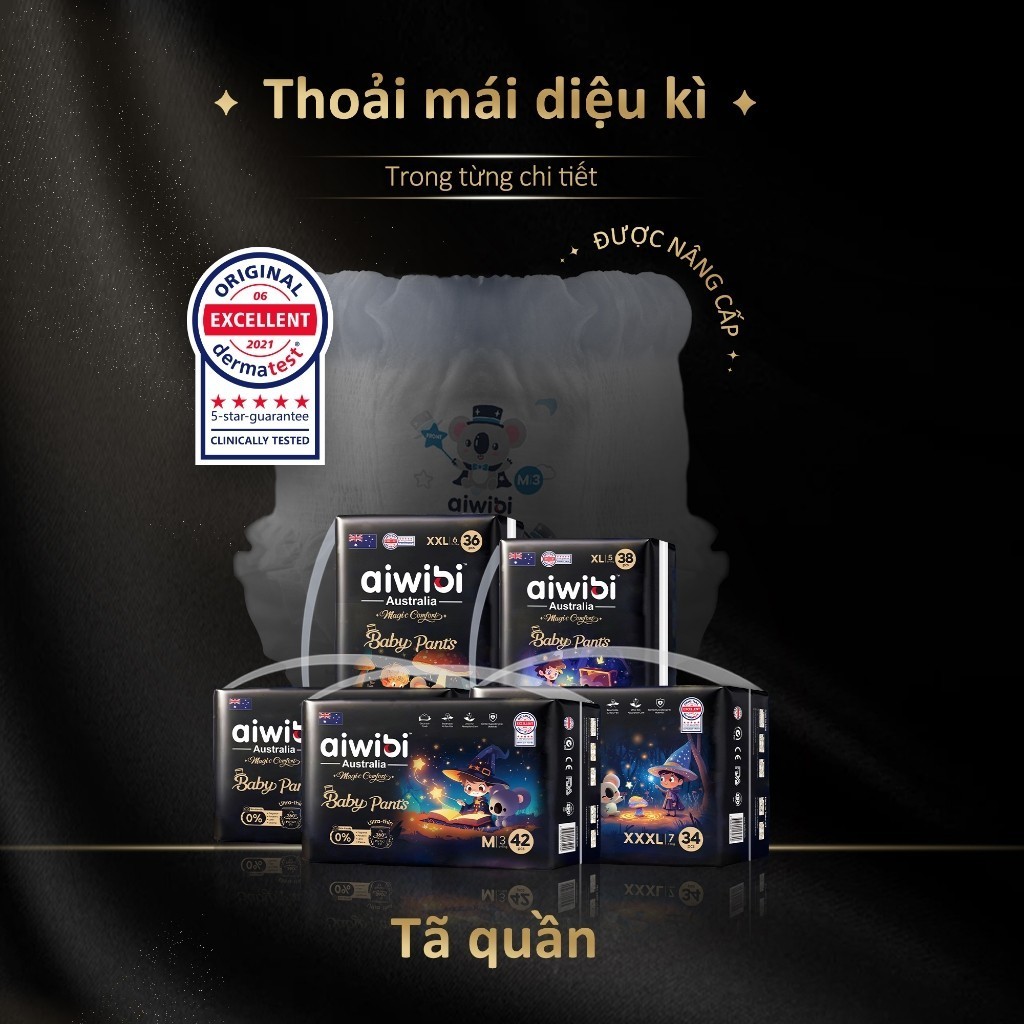 [Combo 2] Tã/Bỉm Quần Siêu Cao Cấp Aiwibi Magic Comfort Cho Bé Siêu Thấm Hút, Chống Tràn Gói Lớn M/L/XL/XXL/XXXL