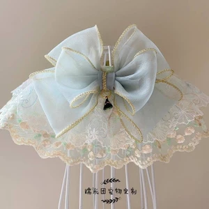 【Ready Stock】 New Pet Small Zongzi Lace Scarf Cat Bow Dog Bow Tie Korean Style Collar Saliva Towel Bib Fairy 7Kld