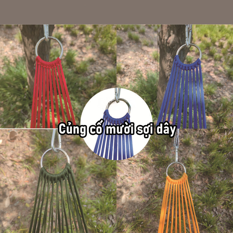 Võng du lịch camping 230x80cm, Võng lưới treo ngoài trời, bó đầu, Gồ ghề, Nằm THoáng Mát