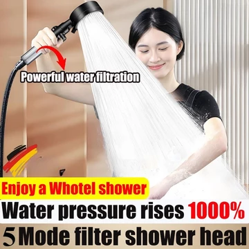 Vòi sen áp lực cao với bộ lọc 5 chế độ Đầu vòi hoa sen áp lực cao Bộ vòi sen cầm tay Một phím điều chỉnh vòi hoa sen có giá đỡ đầu vòi hoa sen vòi hoa sen ấm cúng