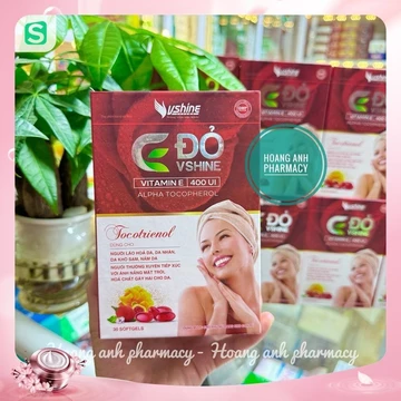 Viên uống Vitamin E Đỏ Vshine kết hợp giữa vitamin E,dầu hoa anh thảo,tinh dầu hoa hồng