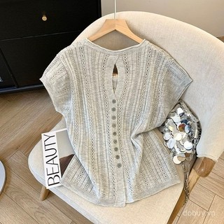 Áo sơ mi nữ nhẹ thoáng mùa hè, lưng cắt nơ, form ôm vừa vặn, tay ngắn