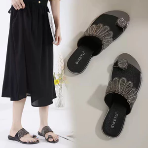 ✨Dép xỏ ngón Bên Ngoài Mặc Mùa Hè 2025 Thời Trang Bohemian Kim Cương Giả Chống Trơn Trượt Đi Biển Dép Size Lớn 25.7.31