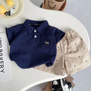 (6m-6Yrs) 2025 Preppy Boy Essentials - Pique Polo + Quần Short Xếp Ly 2 Chiếc