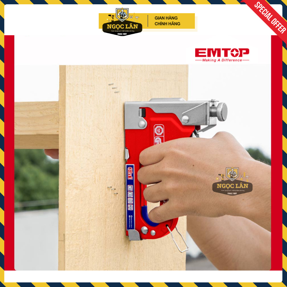 [Chính hãng] Kìm bắn đinh ghim 3 chức năng EMTOP bấm 3 loại đinh u, cổng, thẳng có chỉnh lực cao cấp