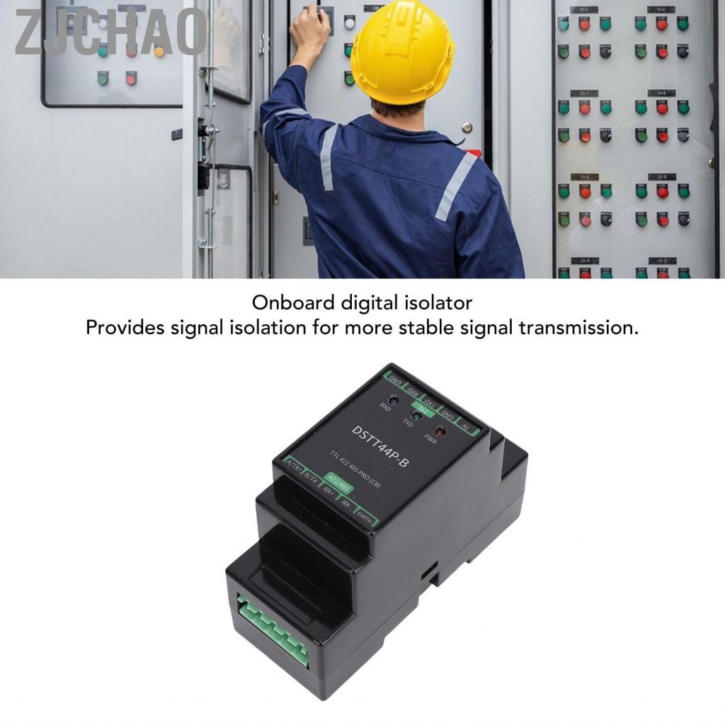 Zjchao Bộ chuyển đổi DIN TTL đến RS422 RS485 DIN Rail Mount DC Phân lập Công nghiệp Bị cô lập 422 485 Mô -đun bộ chuyển đổi với các chỉ báo LED