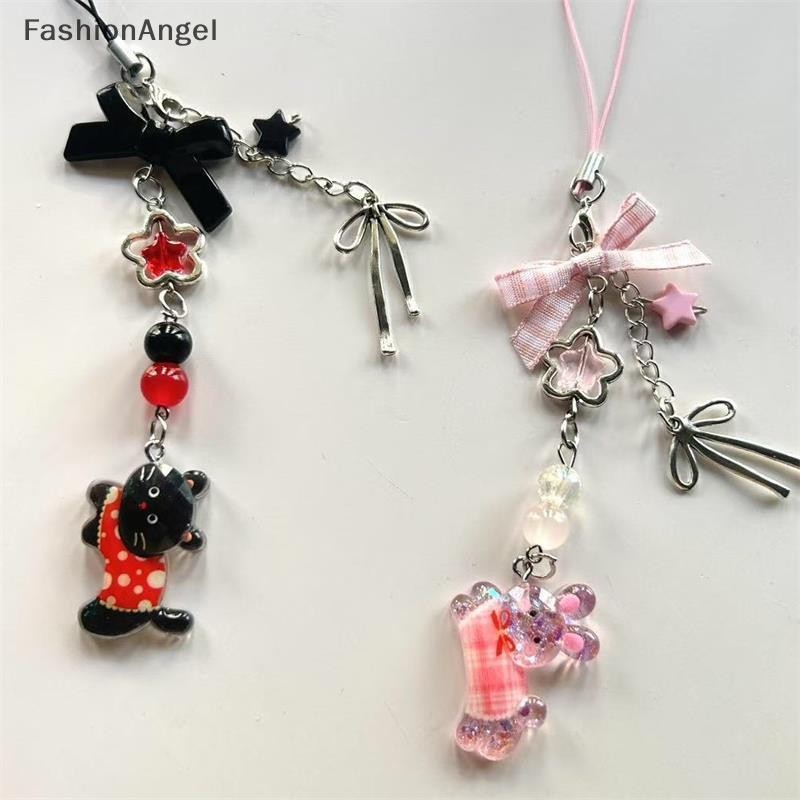 FashionAngel Dễ Thương Thỏ Ngọt Nơ Đính Hạt Điện Thoại Dây Đeo Móc Khóa Mặt Dây Chuyền Chống Mất Dây Xích Điện Thoại Túi Đồ Trang Trí Điện Thoại Nữ Tính Quyến Rũ Quà Tặng VN