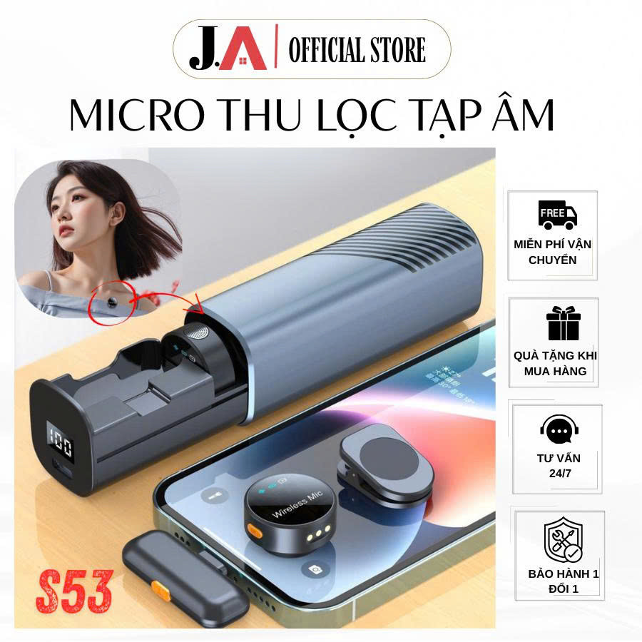 Micro Thu Âm Không Dây S53, Kèm Hộp Sạc, Kết Nối Bluetooth, Dành Cho ...