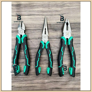 Bộ 3 Kìm điện, Kìm cắt, Kìm nhọn 6' 8' GoFuther - đầu kìm thép CR-V, tay bọc nhựa PVC