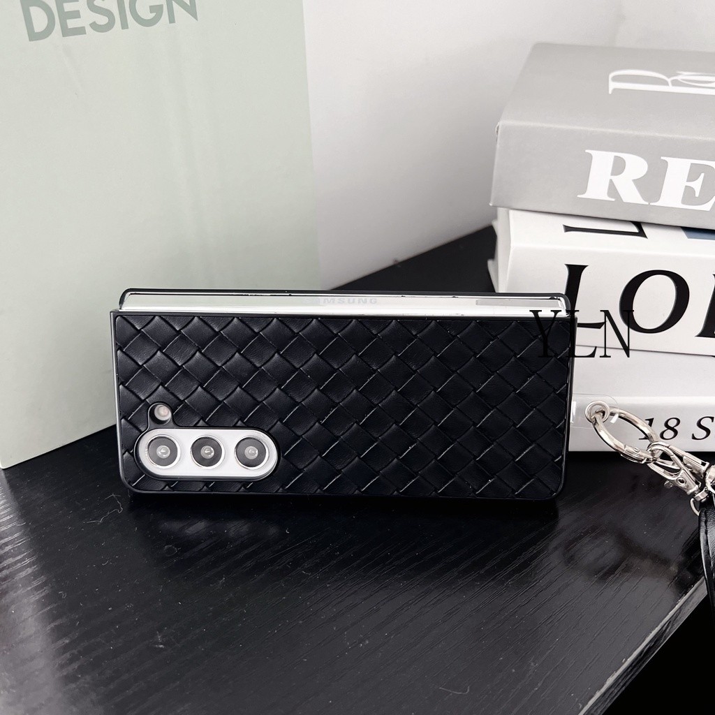 Dành Cho Samsung Galaxy Z Fold 3 4 5 6 7 Phong Cách Tối Giản Phong Cách Dệt Quy Trình Gấp Ốp Điện Thoại Cho Galaxy Z Fold7 Có Dây Buộc Vỏ Bảo Vệ Chống Sốc