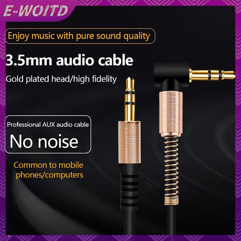 E-woitd Jack 3.5mm Cáp Âm Thanh Lò Xo Ô Tô Cáp AUX Mạ Vàng Jack Nam Đến Nam Cáp HNVN