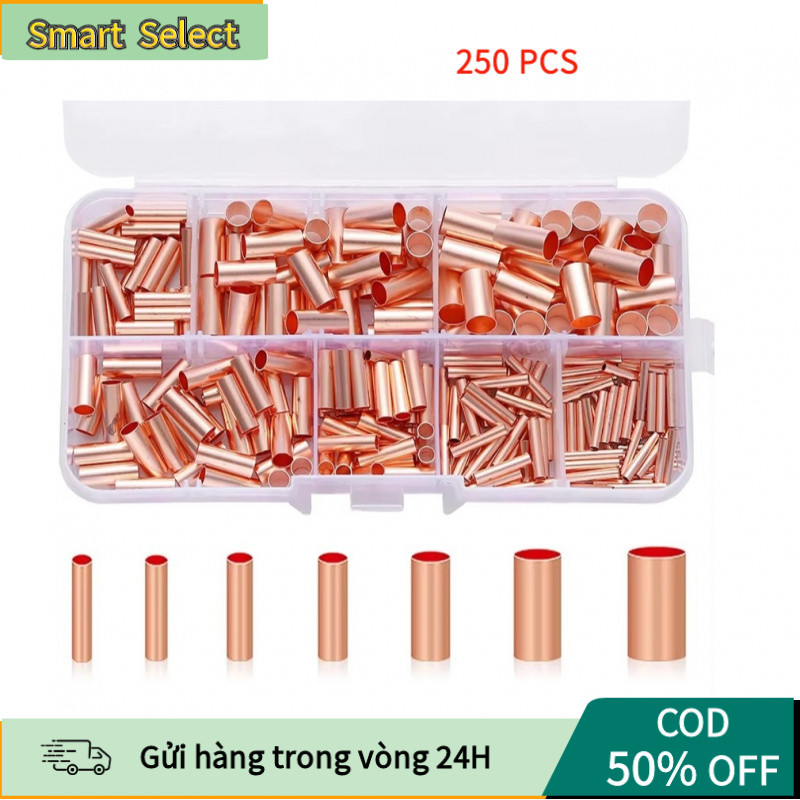 【COD】Hộp 250 Đầu Cos Đồng V-5.5 Dùng Cho Dây Điện 1-6mm, Nối Nhanh, Dẫn Điện Tốt