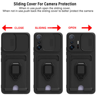 Dành Cho Xiaomi 11T / 11T Pro / Mi 11 Lite 5G / 5G NE Ốp Lưng 4 Trong 1 Trượt Camera Bao Đựng Thẻ Đứng Vuông Freebie Dây Chống Sốc Chống Rơi Mỏng Mềm TPU Cover