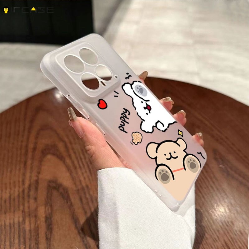 Dành Cho Xiaomi Poco X8 17 Pro Max Ultra Civi 5 Pro PocoX8ProMax Ốp Điện Thoại Màu Trắng Mờ Dây Chó Con Hoạt Hình Tình Yêu Mờ Trong Suốt Vỏ Mềm