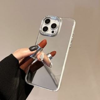 Ốp Điện Thoại Kim Cương Sáng Bóng Thời Trang Cho iPhone 16 15 14 13 Pro Max 16 15 14 Plus 16E Gương Acrylic Cứng Chống Sốc Vỏ