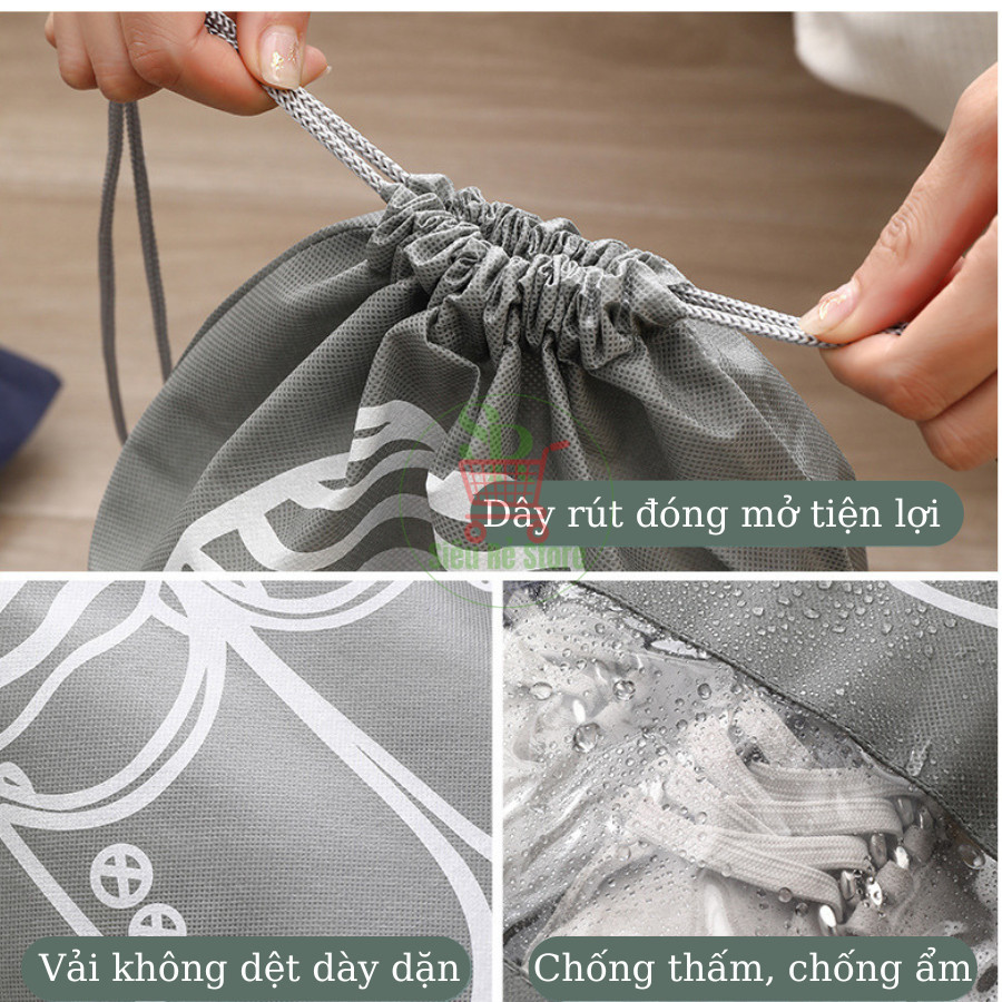 Combo 10 túi đựng giày dép Túi rút đựng giày đá bóng thể thao du lịch chống bụi bẩn