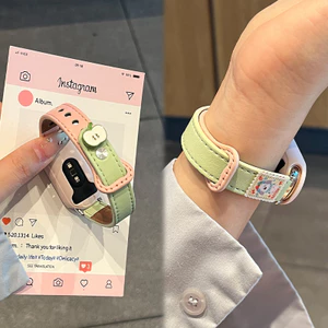 Dây da mỏng cho Xiaomi Smart Band 10/9/8, dây đeo thay thế thời trang, kèm vỏ bảo vệ