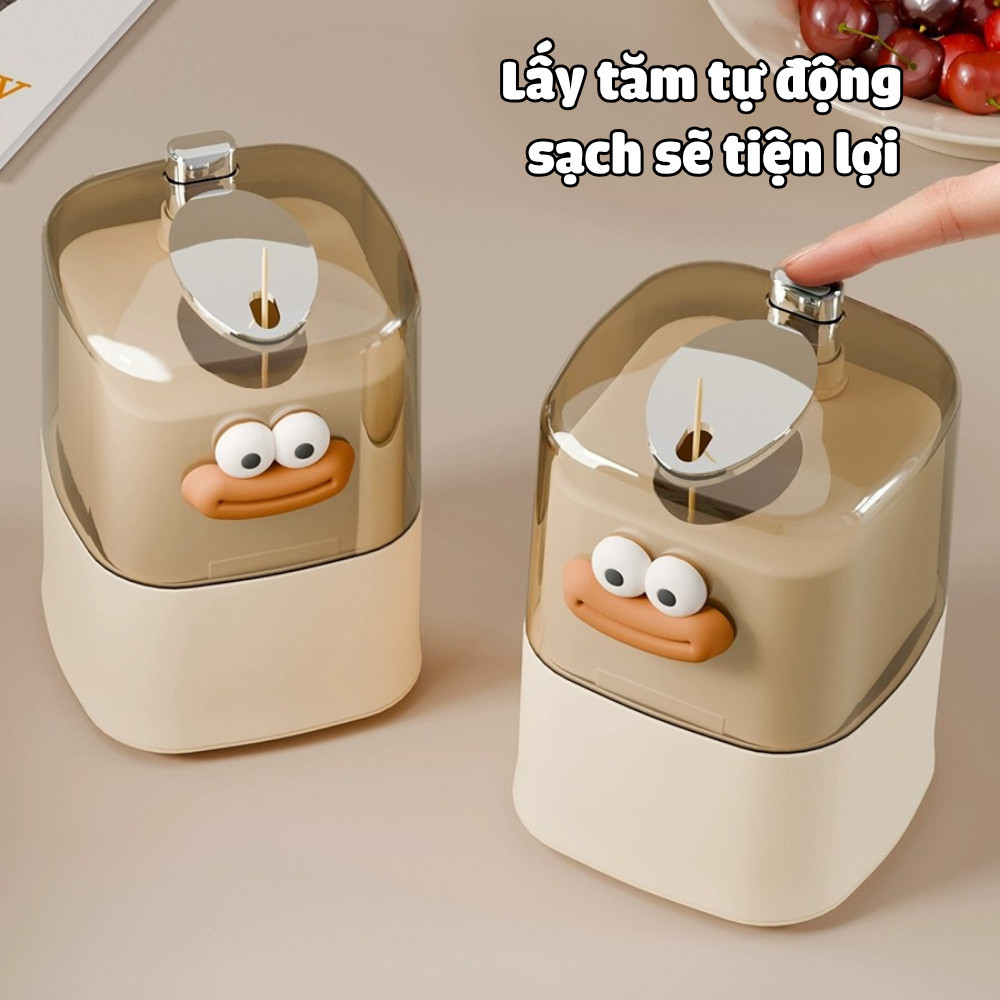 Hộp Đựng Tăm Tự Động Thông Minh Thiết Kế Mặt Cười Ngộ Nghĩnh, Hộp Tăm Có Nắp Chống Bụi DINO