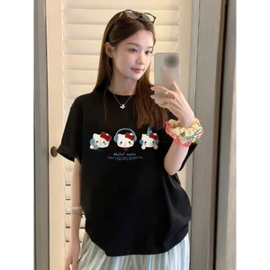 Áo phông thun cộc tay nữ dáng dài rộng chất liệu cotton thoáng mát in hình hello kitty hottrend mùa hè MT33 SP328