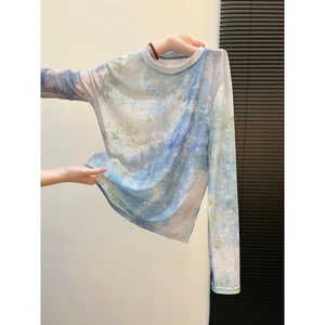 Milyfashion Gạc Co Giãn Rendering In Hình Áo Thun Chống Nắng Dài Tay Mùa Hè Thoải Mái Tất Cả Trận Đấu Sang Trọng I