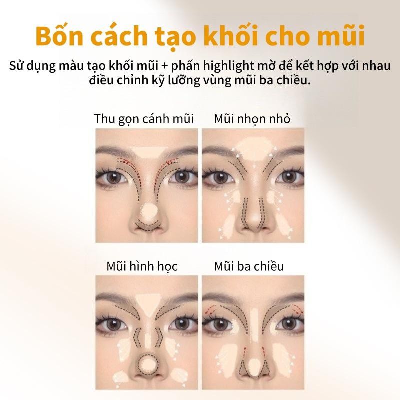 Bảng Phấn Tạo Khối VEECCI, Phấn Bắt Sáng Highlight Tạo Khối 4 Màu Tự Nhiên Lâu Trôi Chống Nước