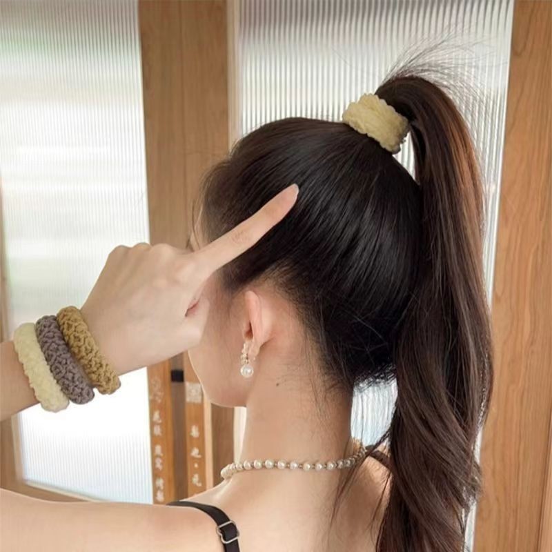 Đơn giản đàn hồi cao Khăn đuôi ngựa Vòng tròn Dây cao su hàng ngày không làm tổn thương dây tóc