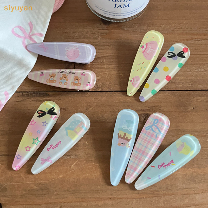 Siyuyan 3 Cái / bộ Kẹo Màu Tóc Nổ Kẹp Mùa Hè Kẹp Tóc Acrylic Barrette Tóc Bên Kẹp Cho Bé Gái Phụ Kiện Tóc VN
