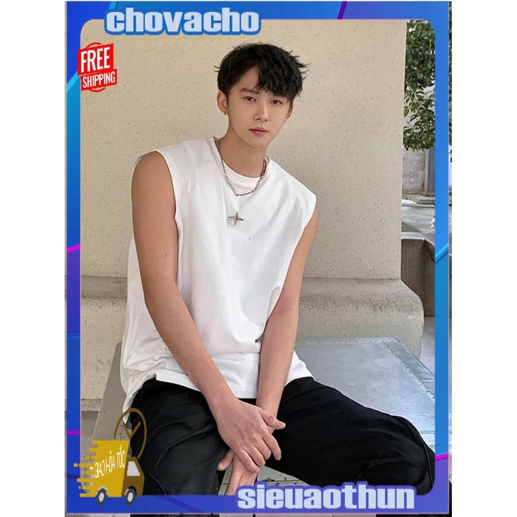 Áo thun Tanktop Cổ tròn Sticker LUCKYSTORE ICVCVNI Unisex