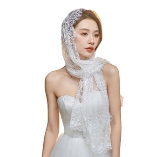 Vipdeal1 Hồi Giáo Ren Đám Cưới Khăn Lau Nhà Thờ Mantilla Cưới Cô Dâu Đầu Che Veil