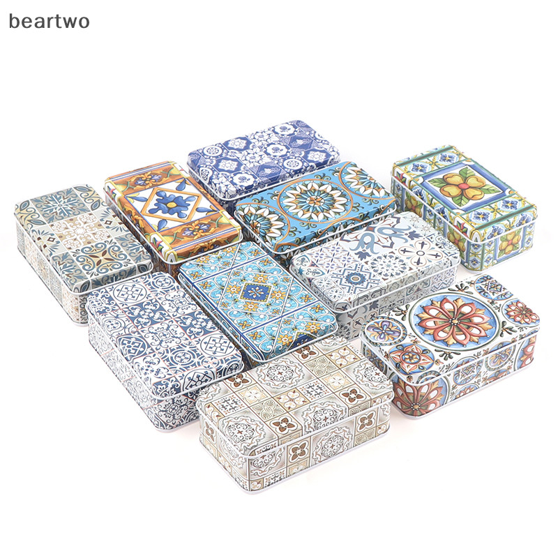 < Beartwo > 11.5 * 6.5 * 4Cm Lọ Bảo Quản Hình Chữ Nhật Sắt Thiếc Thuốc Quà Tặng Đồng Xu Hộp Trang Sức Nhà Đẹp