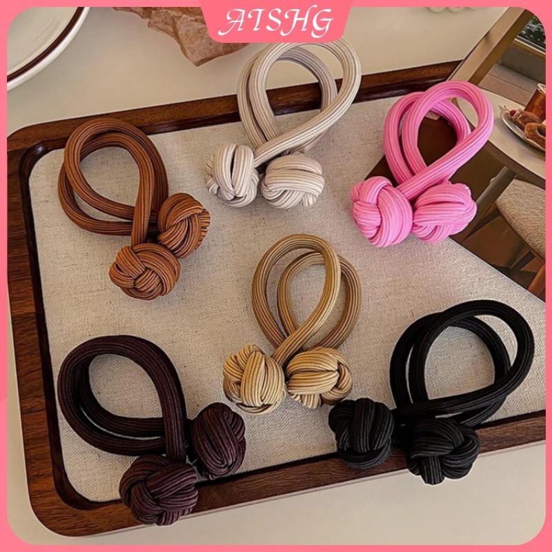AISHG Kẹo Màu Nút Scrunchie Nữ Cao Su Co Giãn Cao Su Dây Tóc Phụ Kiện Tóc