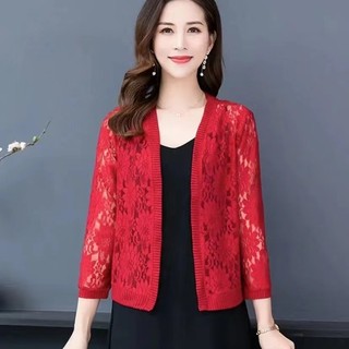 Khăn choàng ren hoa mẫu đơn cardigan mỏng nhẹ thoáng khí Áo khoác nhỏ khăn choàng chống nắng phối váy