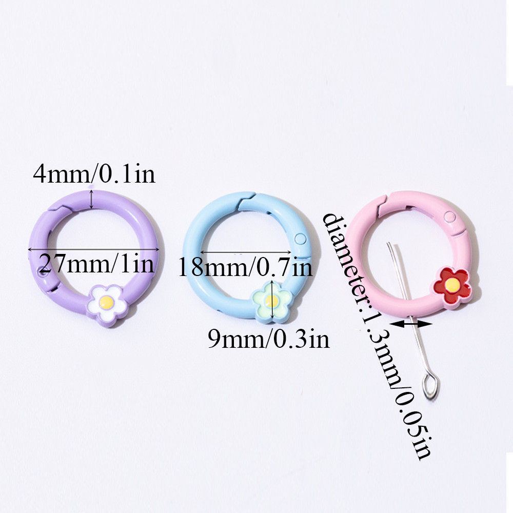 Vòng kim loại Móc điện thoại di động Snap Spring Mở tròn Móc khóa 1 chiếc Sơn hoa Khóa màu
