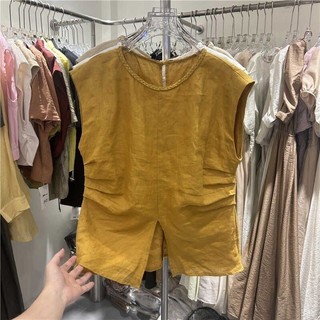 Pháp Thiết Kế Tối Giản Cảm Giác Xếp Ly Slit Linen Áo Sơ Mi Nữ Phong Cách Mùa Hè Sang Trọng Áo Sơ Mi Nhỏ Phù Hợp Với Hàng Đầu