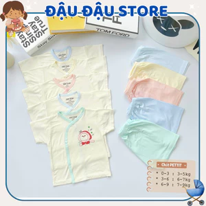 Set 2/3/5 bộ thun lạnh cộc tay cho bé sơ sinh 3-9kg chất vải thun lạnh màu mềm mịn mát HH-CL09 Đậu Đậu Store