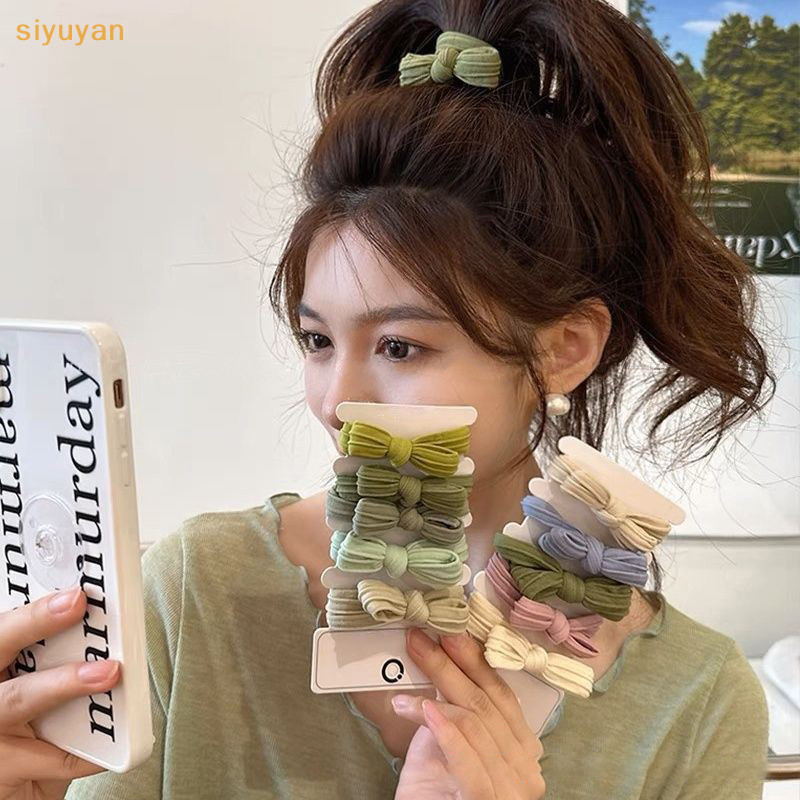 Siyuyan 5 / 10 Chiếc Đơn Giản Nơ Tóc Dây Co Giãn Nhiều Màu Sắc Traceless Đuôi Ngựa Dây Cao Su Dành Cho Nữ Bé Gái Phụ Kiện Tóc Thời Trang Dễ Thương VN