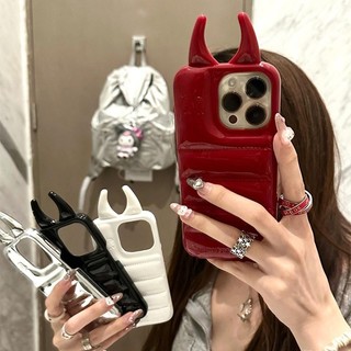 Luxurylittle Devil ăng-ten xuống áo khoác điện thoại cho iPhone15 14 13 12 Pro Max chống sốc bảo vệ camera silicon chống rơi mặt sau mềm