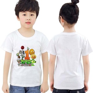 Thực vật vs. Áo thun Zombies Hoạt Hình 1-10 Tuổi Tiệc Sinh Nhật Áo Cotton Tay Ngắn Cho Trẻ Em Quà Tặng Sinh Nhật