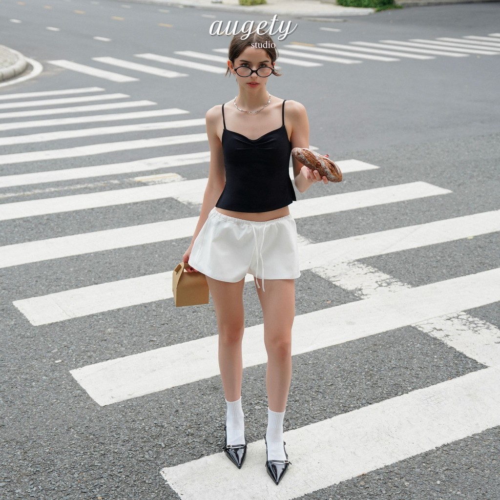 Áo Hai Dây Xếp Ly Ngực Xẻ Tà Augety Studio, ASHLYN TOP
