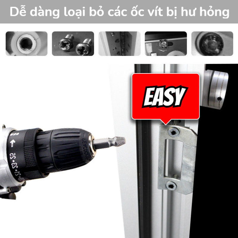 Dụng cụ nhổ răng trượt vít hai đầu， Bộ 6 Mũi Khoan， Bộ Dụng Cụ Tháo Gỡ Ốc Vít Bị Hỏng Dễ Dàng Và Tháo Gỡ Nhanh Chóng
