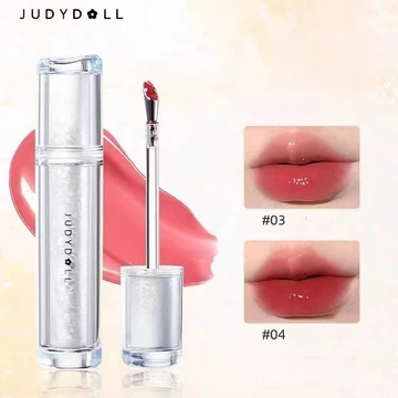 Judydoll Mirror Lip Gloss Mirror Water Gloss Lip Gloss Ice Iron Lip Glaze Lipstick Non-stick Cup Orange Lip Gloss Lip Makeup TKF0