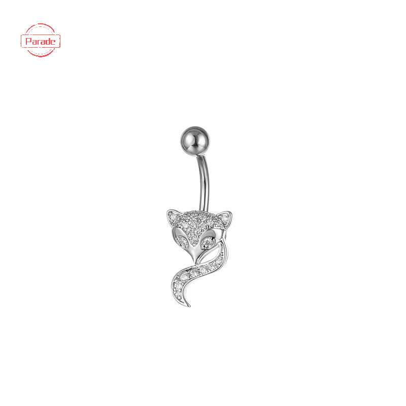 Cuộc diễu hành Full-embeded Hình Cáo Động Vật Bụng Rốn Móng Tay Thời Trang Gợi Cảm Zircon Kẻ Sọc Dành Cho Nữ Và Nam Trang Sức VN