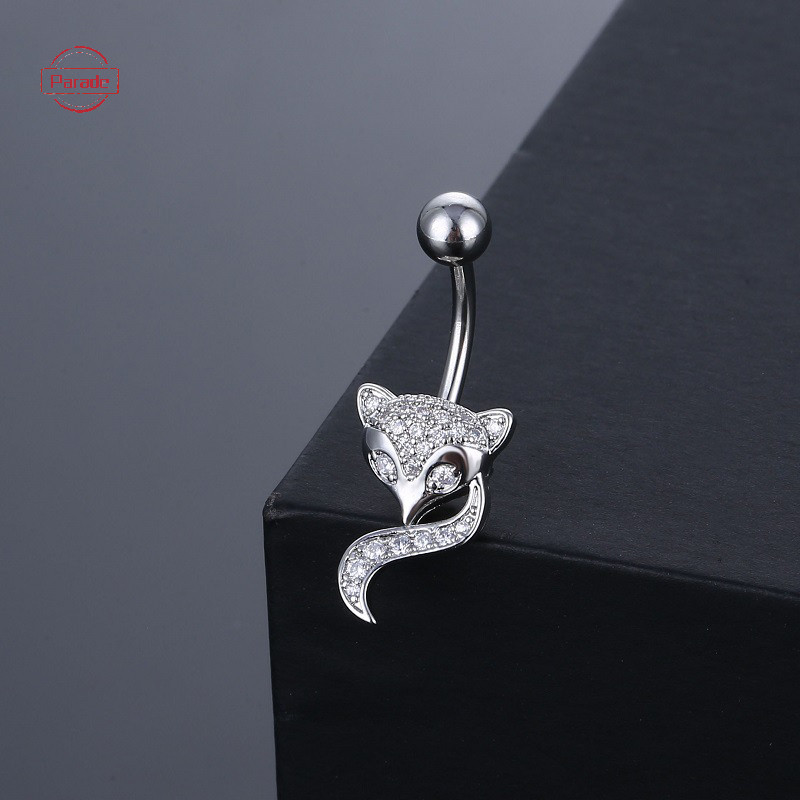 Cuộc diễu hành Full-embeded Hình Cáo Động Vật Bụng Rốn Móng Tay Thời Trang Gợi Cảm Zircon Kẻ Sọc Dành Cho Nữ Và Nam Trang Sức VN