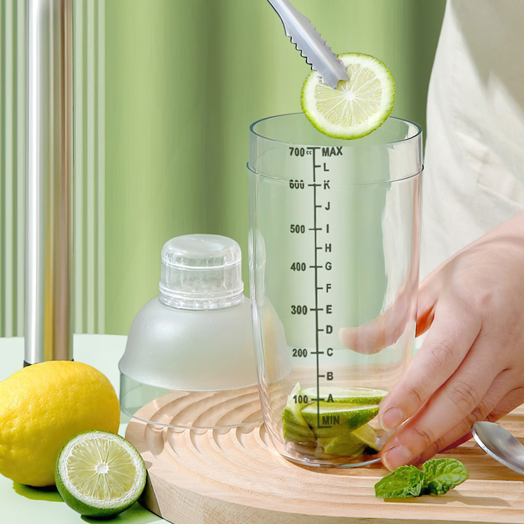 Bình lắc Shaker pha chế nhựa chia vạch đen đã bao gồm nắp bình lắc 350ml- 500ml - 700ml - 1000ml FE123