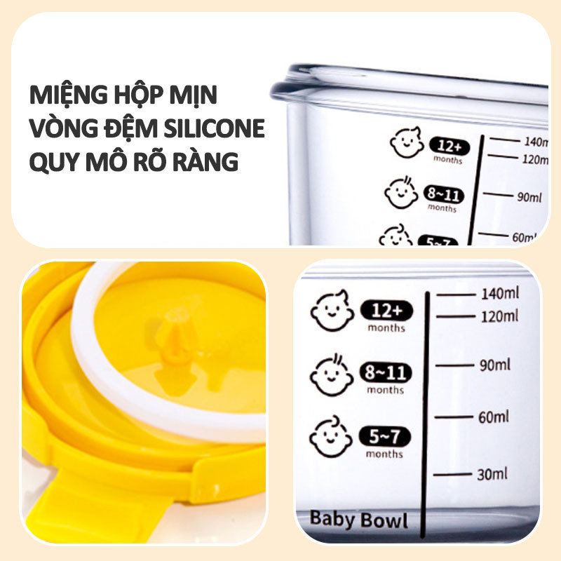 Hộp Trữ Đông Đồ Ăn Dặm Cho Bé Chất Liệu Thủy Tinh An Toàn,cốc nấu cháo thủy tinh cao cấp chịu nhiệt an toàn
